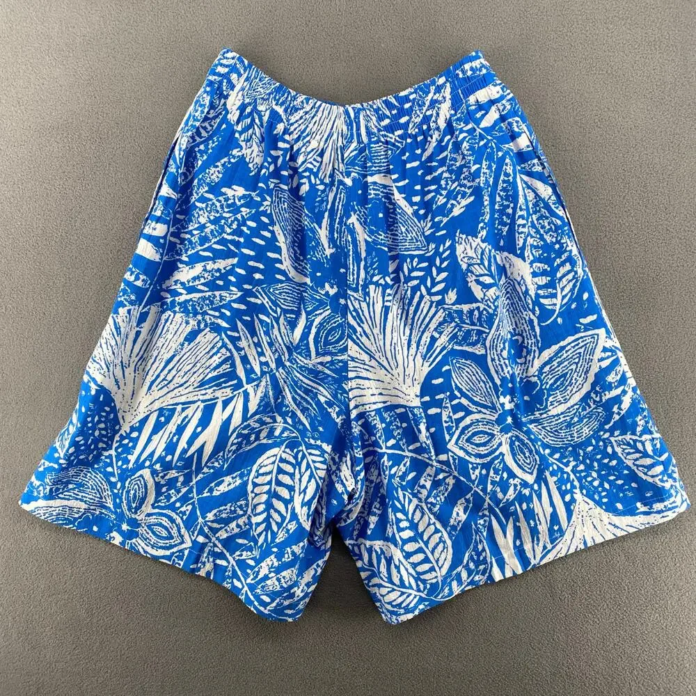 Vtg NOS 80s 90s Two Potato Resortwear Matching Vacation Set Botanical Print Blue